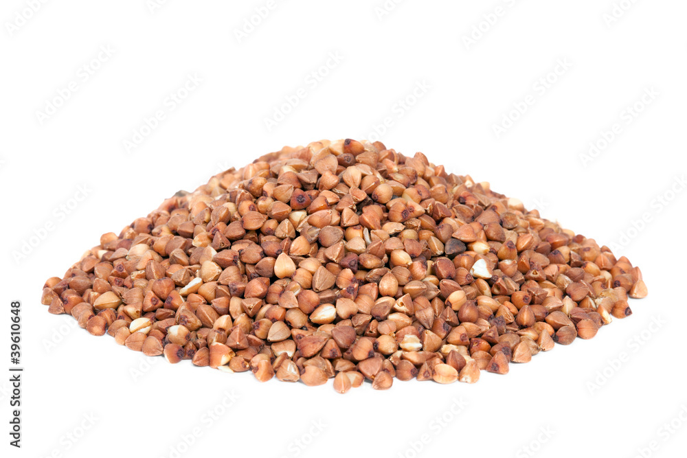 Pile Buckwheat isolated on white background. Pile Buckwheat isolated on white background.
