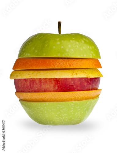 Apple made of multiple fruit slices