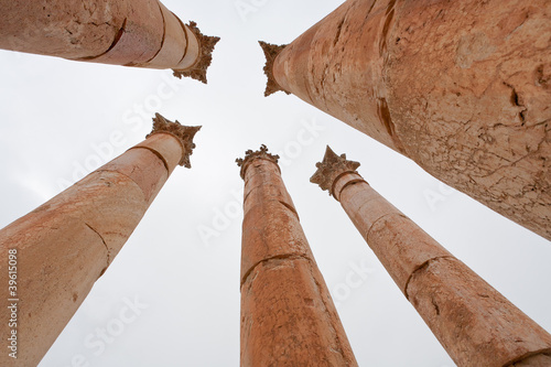 Corinthium column in antique town Jerash photo