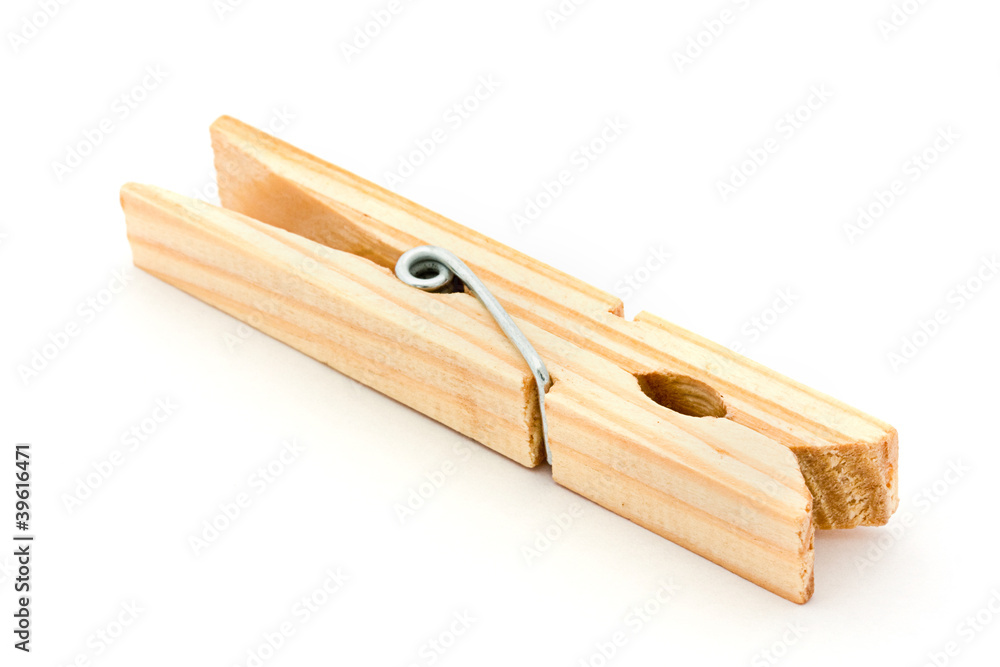 Wooden peg over white