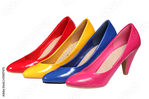 Colorful women's shoes heels with clipping path