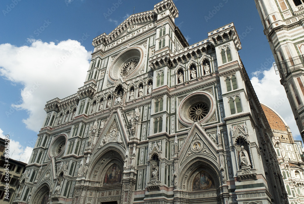 Facade of the duomo or cathedral in Florence Italy