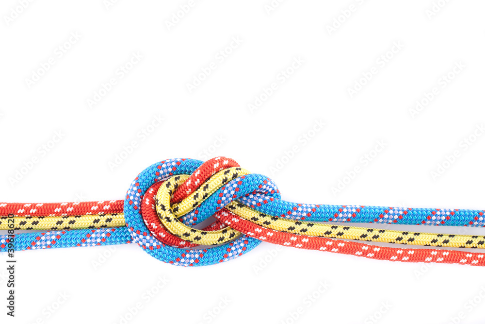 Fototapeta premium blue, yellow and red rope knot