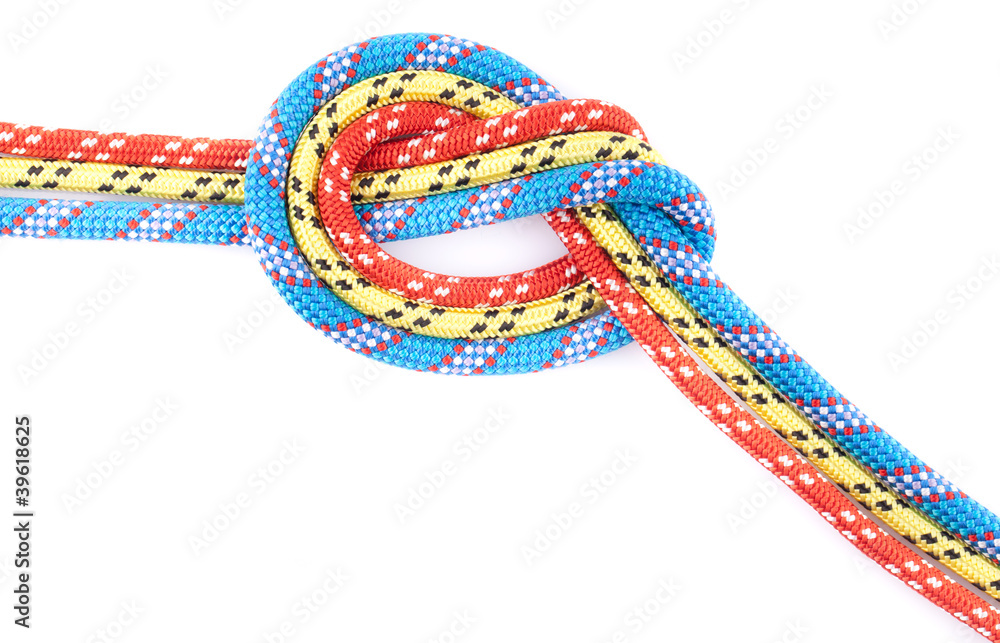 Naklejka premium blue, yellow and red rope knot