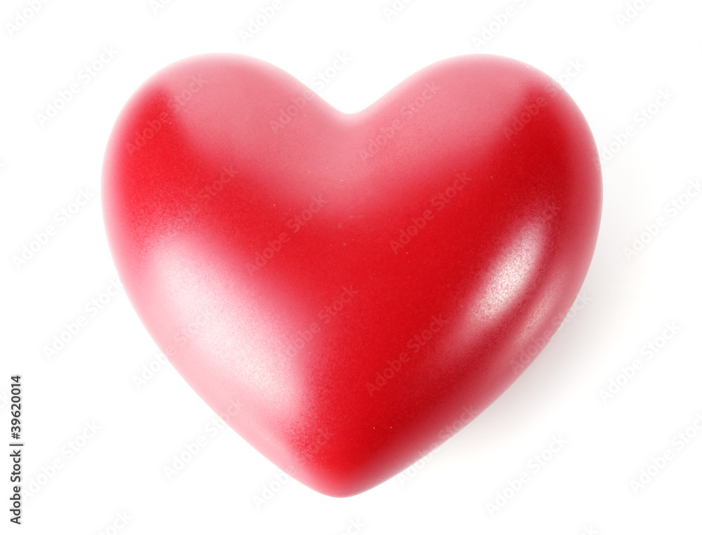 decorative red heart isolated on white.