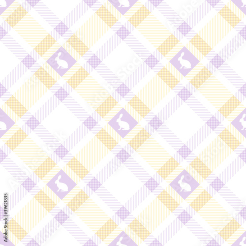 Seamless Check Pattern Bunny Yellow/Purple