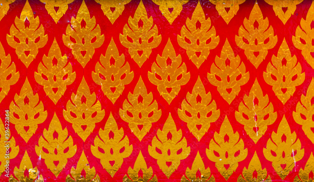 Thai pattern style on the temple wall Thai pattern style on the temple wall