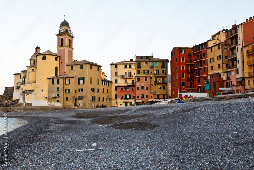 Church in the Village of Camogli at the Morning, Italy