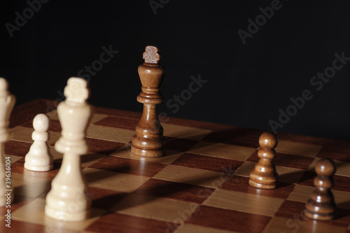 Chess endgame- king under pressure.