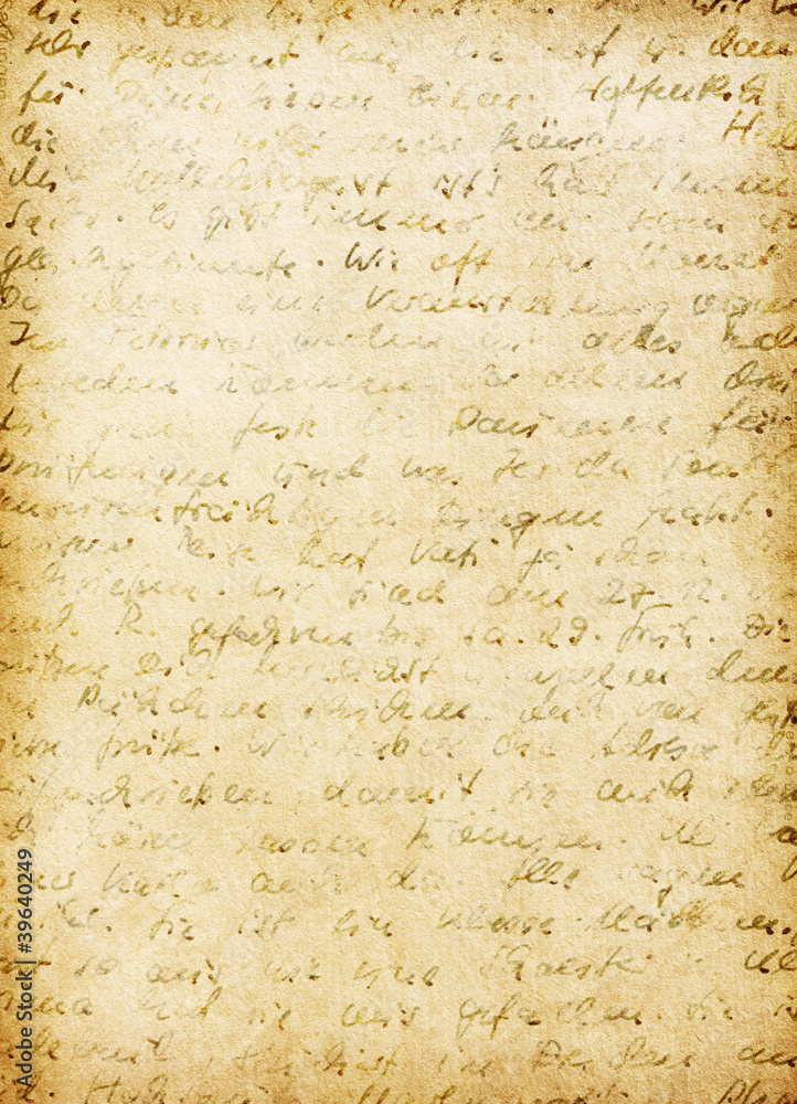 German handwriting on grungy old paper. Old worn paper