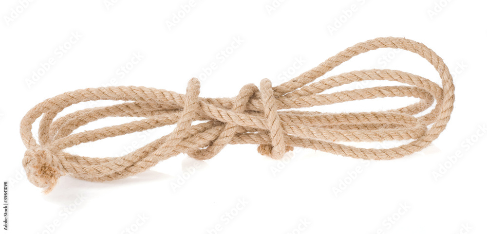 ship rope with knot isolated on white