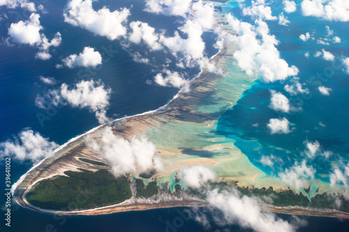 View of one of the Tuamotu Atoll, French Polynesia © wrobel27