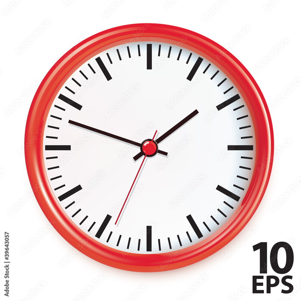 Red wall clocks. Vector illustration Red wall clocks. Vector illustration