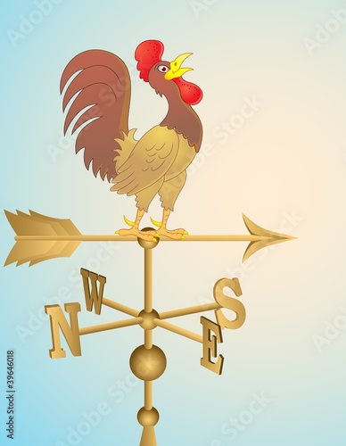 Rooster cartoon weather vane