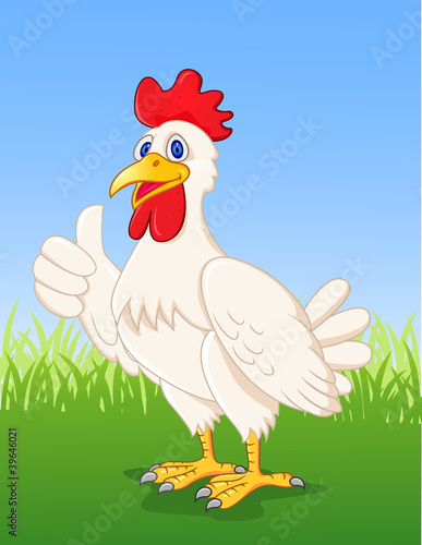 Chicken cartoon with thumb up