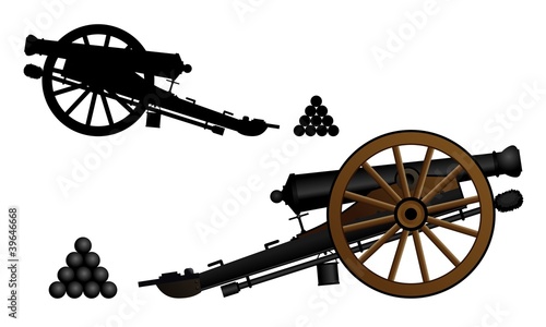 Ancient cannon on the gun carriage.