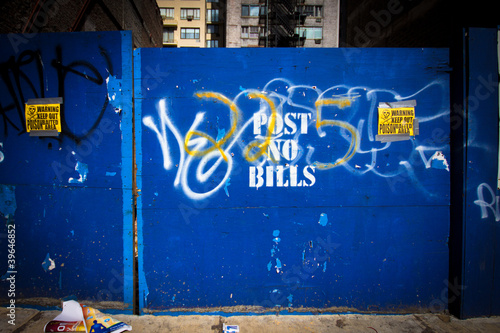 Canvas Print Post No Bills on Construction Site Wall