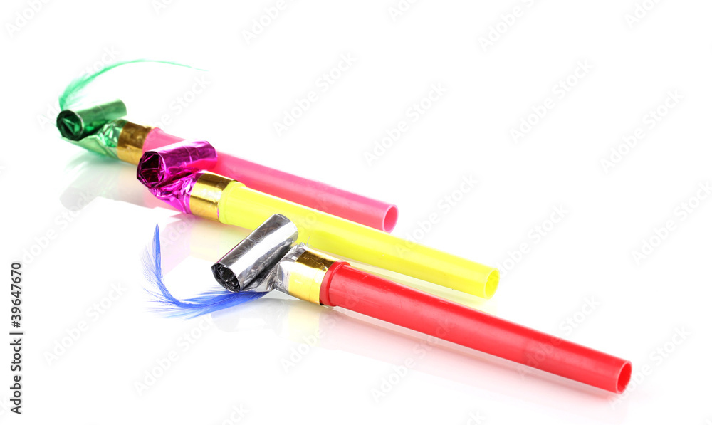 Party whistles isolated on white Party whistles isolated on white