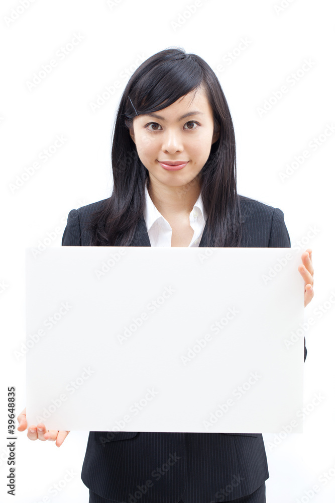 メッセージボードを持った女性 メッセージボードを持った女性