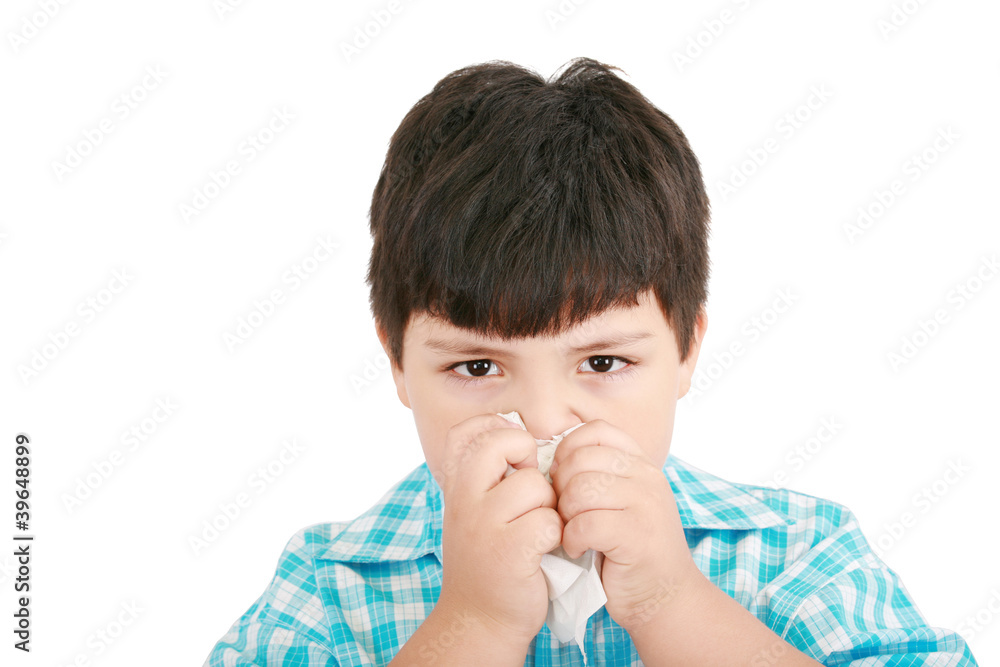 Human child cold flu illness tissue blowing nose Human child cold flu illness tissue blowing nose