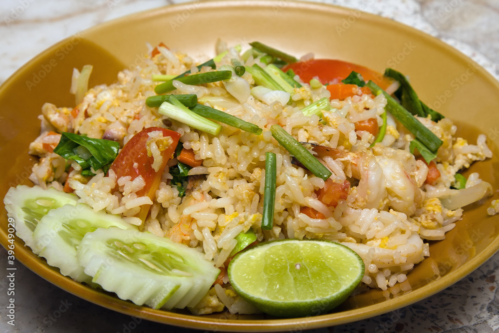 Frid rice with seafood. Asian food.