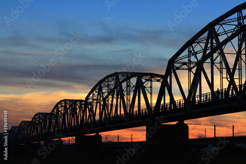 aged and old railroad bridge silhouette