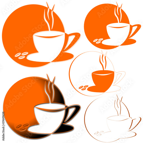 A cup of coffee on an orange background - illustration
