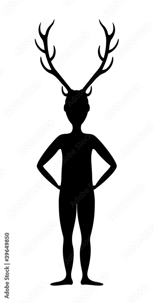 Silhouette of cuckold - man with horns Stock Vector | Adobe Stock