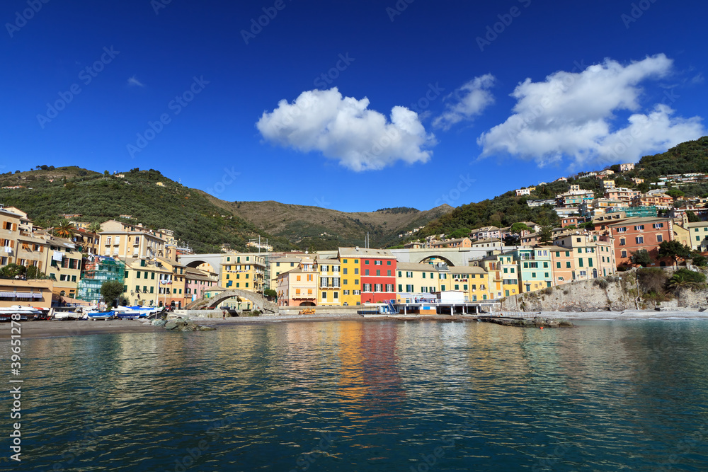 Bogliasco from the sea, Liguria, Italy