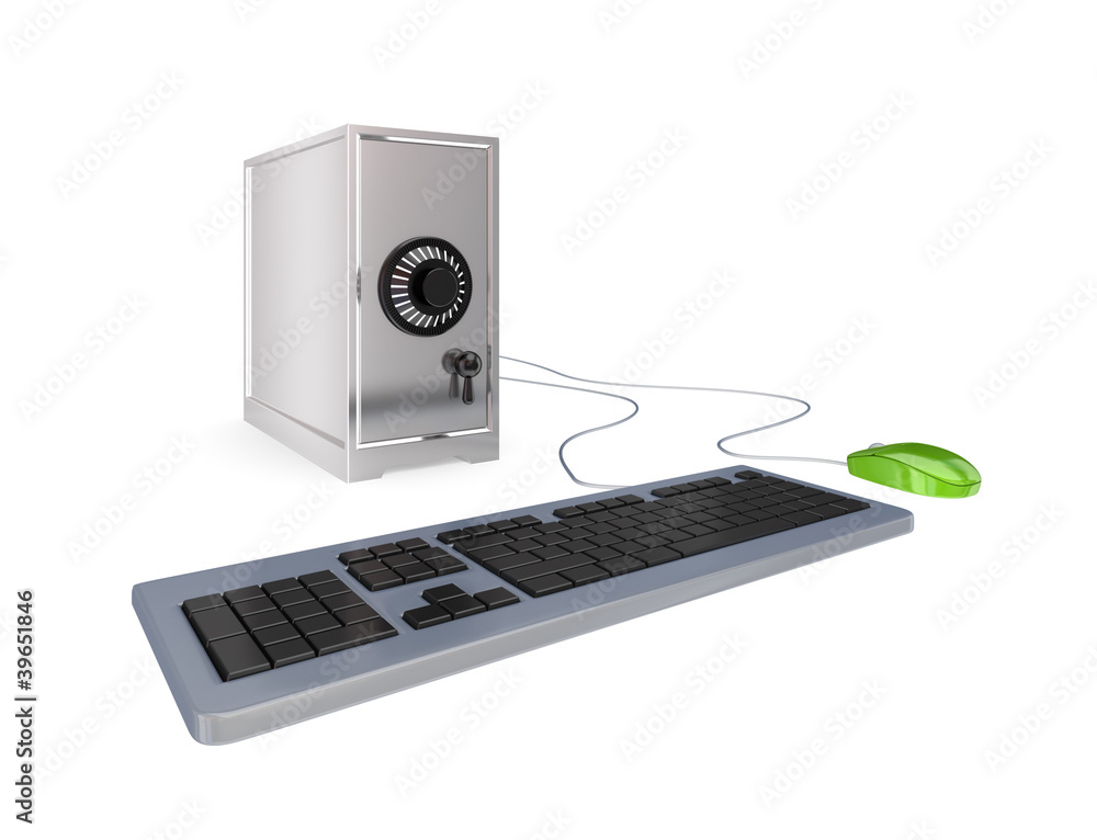 Fototapeta premium PC tower shape of iron safe.