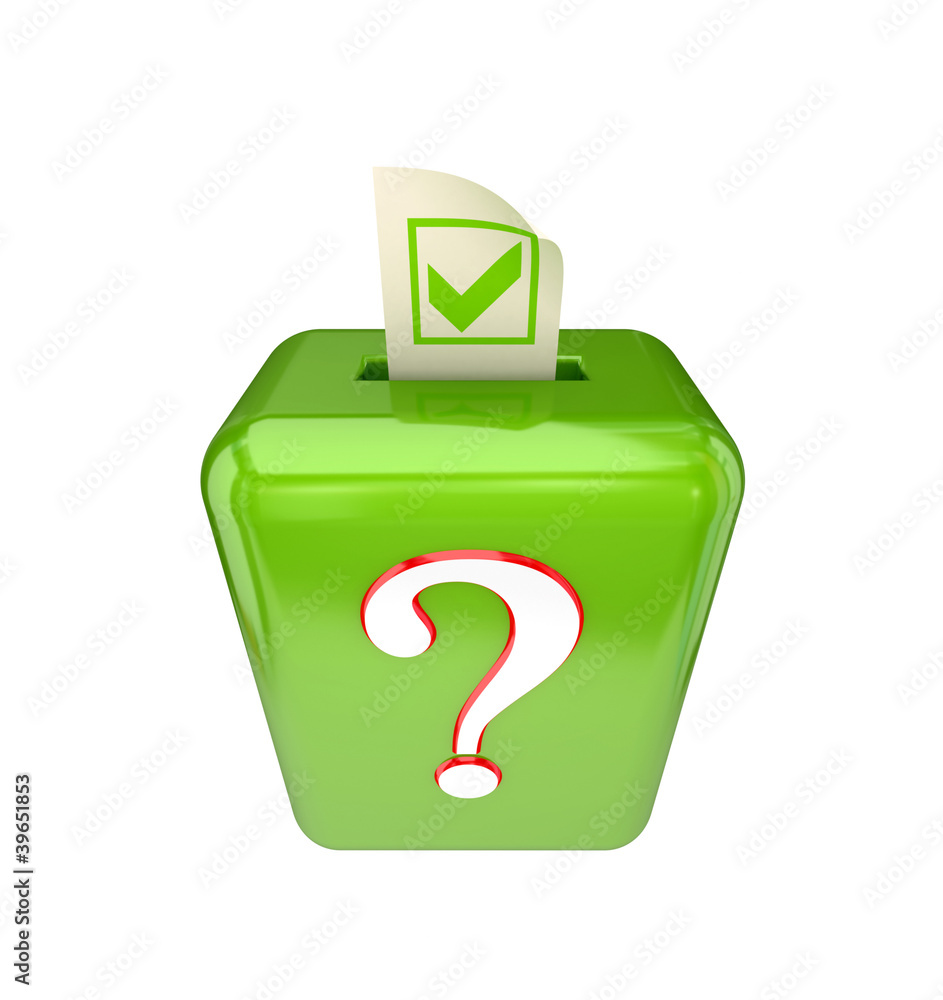 Vote box with query sign.
