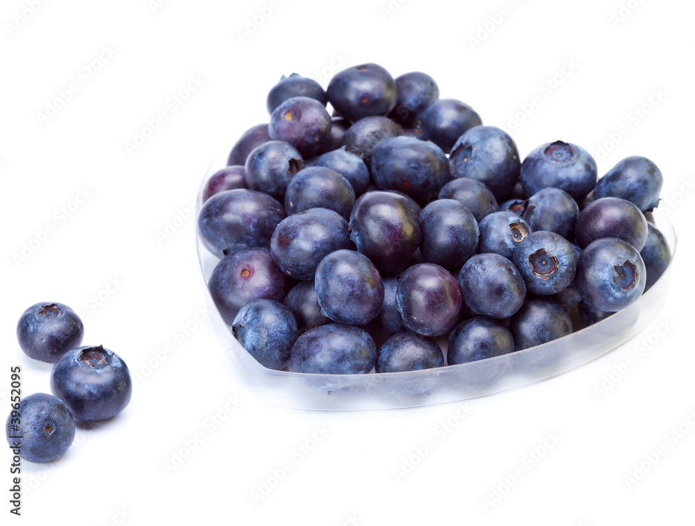 Berries of a bilberry formed into a heart shape Berries of a bilberry formed into a heart shape