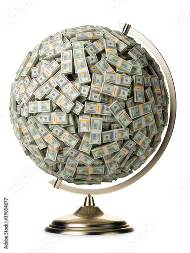 Wallpaper Mural 100 dollars globe on white isolated background Torontodigital.ca