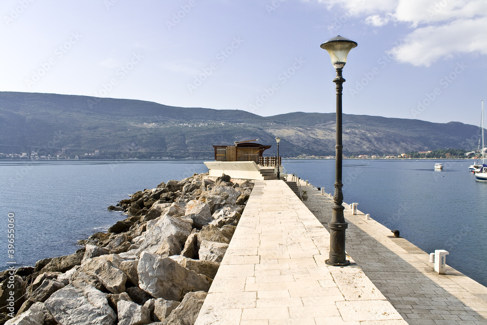 Pier in Mediterranean town Herceg Novi - Montenegro