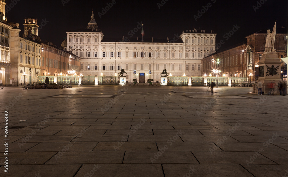 Ancient central baroque street in Turin (Torino) - at night (2)