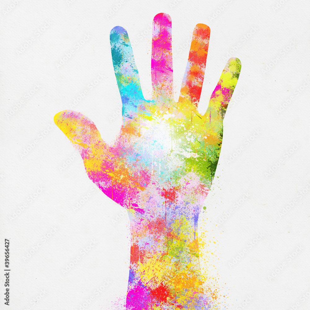 colorful painting of hand colorful painting of hand