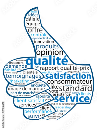 Nuage de Tags "SATISFACTION - SERVICE - QUALITE" (bouton j’aime)