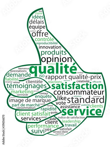 Nuage de Tags "SERVICE - QUALITE - SATISFACTION" (j’aime pouce)