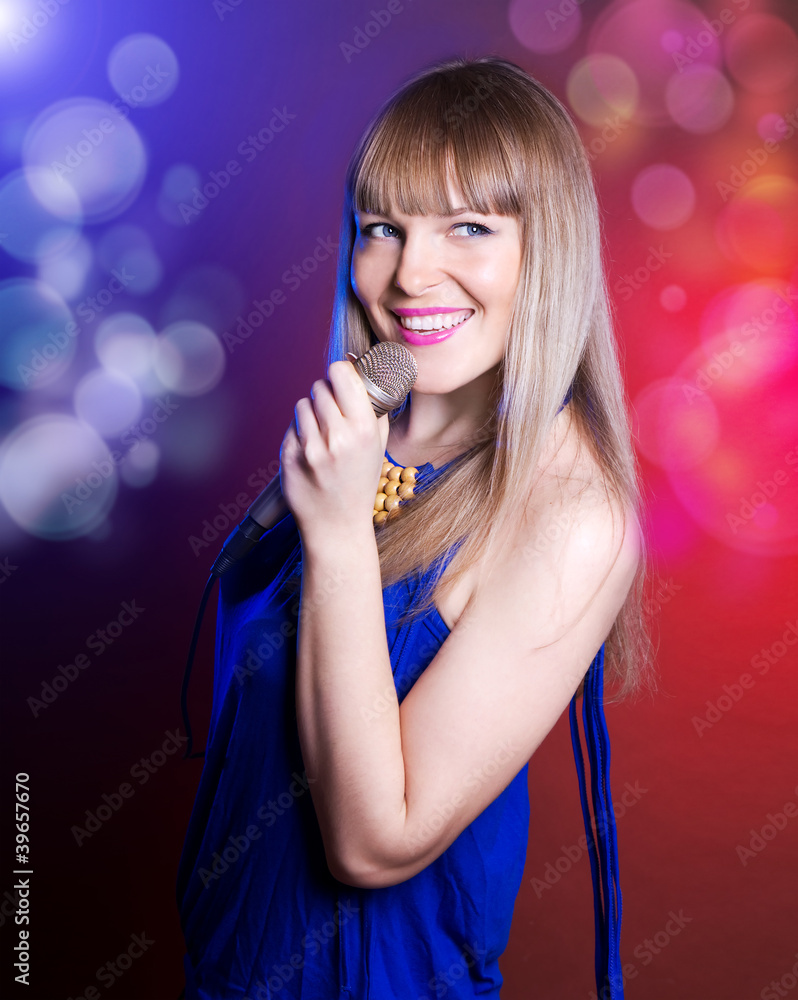 portrait of young beautiful girl singing portrait of young beautiful girl singing