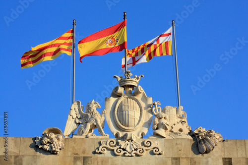 Drapeau de l'espagne et de la Catalogne