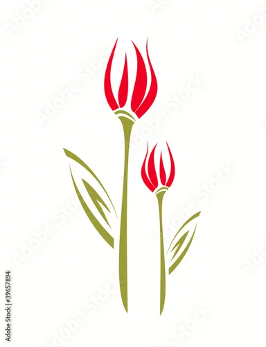 Naklejka na ścianę Tulipan stylizowane ilustracji wektorowych. na białym tle symbol