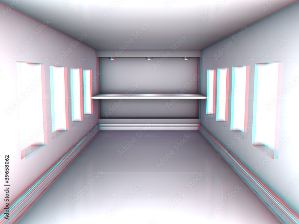 3d empty niche with shelf and spotlights for exhibit in the grey 3d empty niche with shelf and spotlights for exhibit in the grey