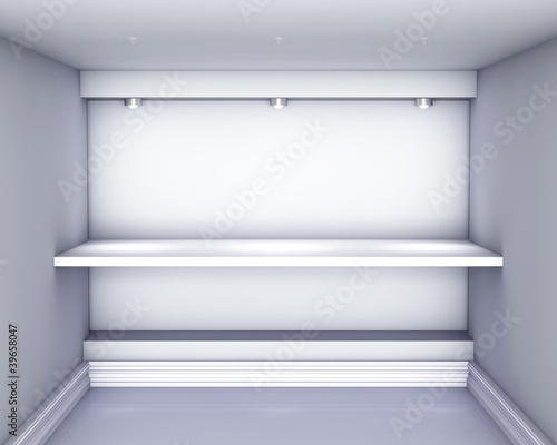 Wallpaper Mural 3d empty niche with shelf and spotlights for exhibit in the grey Torontodigital.ca