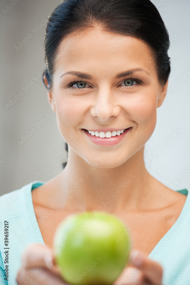 lovely housewife with green apple lovely housewife with green apple