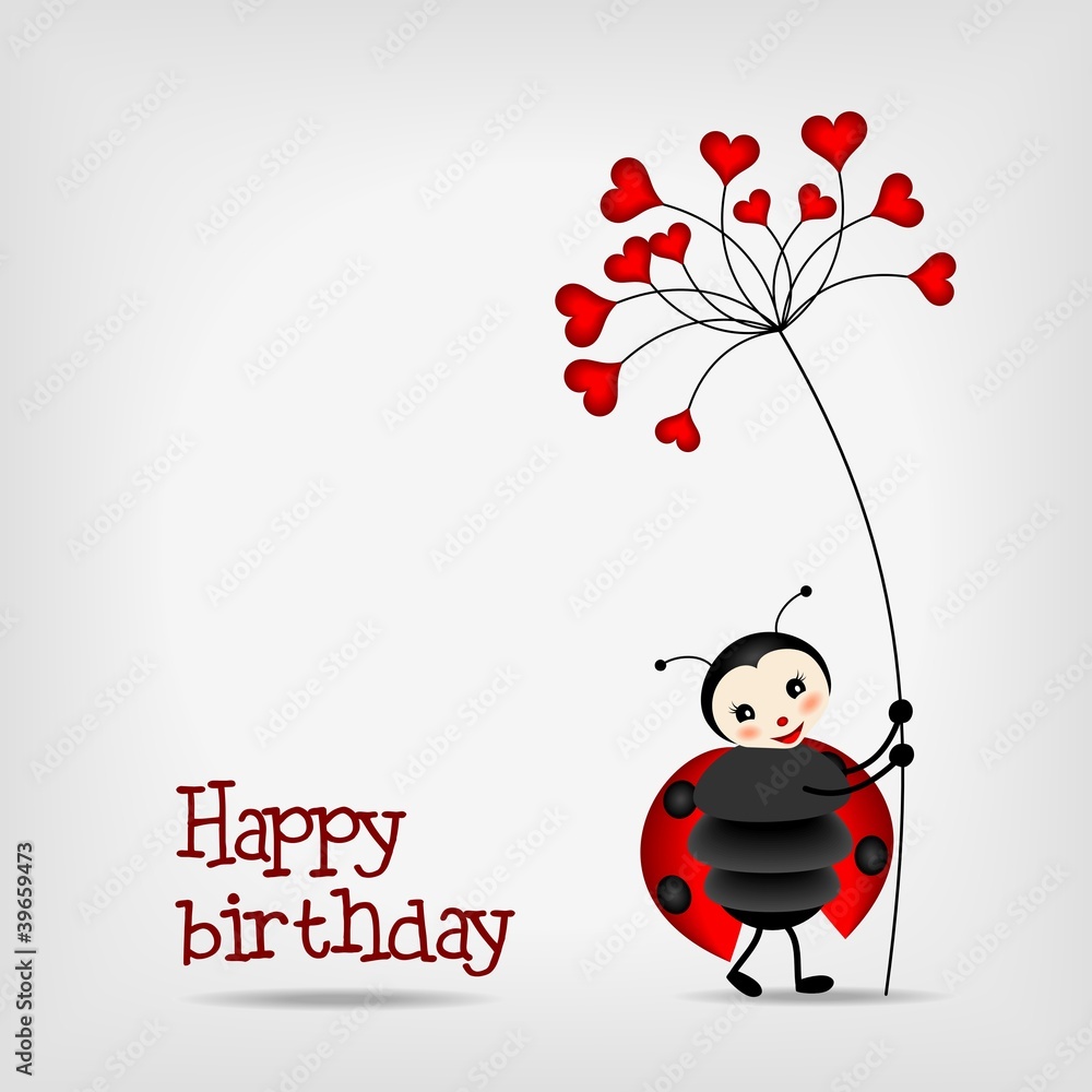 ladybug with flower - birthday card ladybug with flower - birthday card