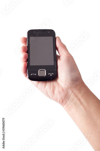 Wallpaper Mural smart phone in hand isolated on white Torontodigital.ca