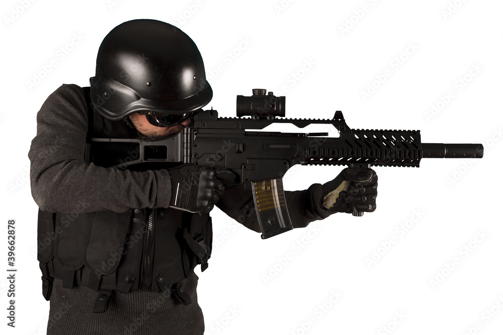 Paintball fighter. isolated on white Paintball fighter. isolated on white