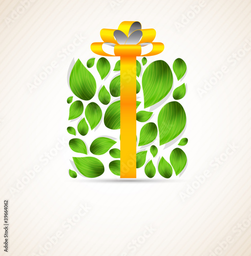 Concept with box and leaves