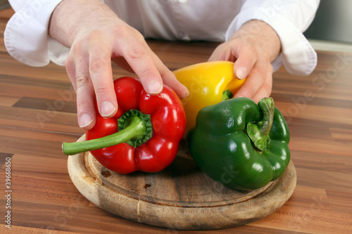 Chef and peppers