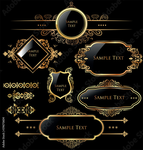 Elegant gold and black labels